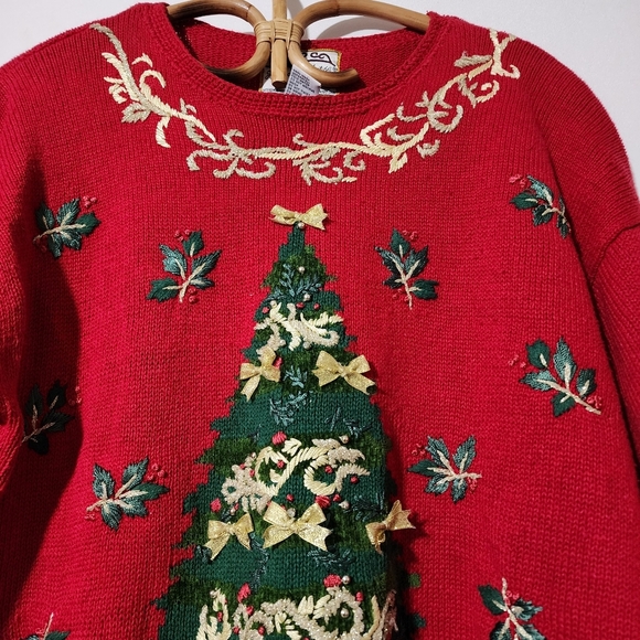 Vintage heirloom collectables Christmas tree knit sweater - Picture 4 of 7
